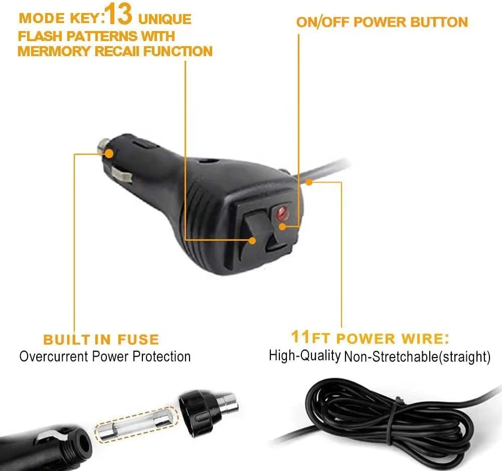 Auto Amber Red COB DRL turn led flashing strobe 72W 108W 144W truck car accessory led warning emergency lightbar