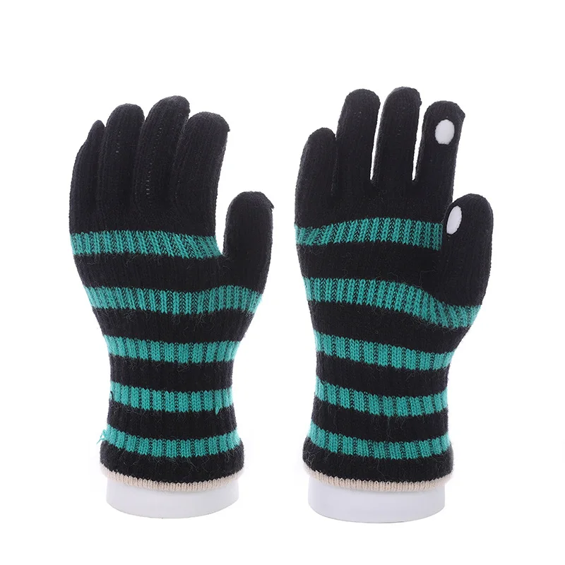 Зимние женские велосипедные перчатки в Корейском стиле кашемировые шерстяные теплые Утепленные с двумя пальцами для улицы вязаные сенсорным экраном