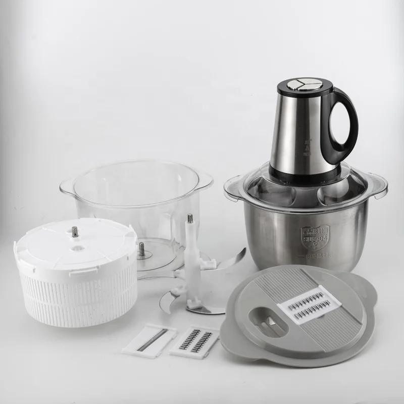 Wholesale Large Capacity 4L Fruit Chopper Grater Drain Basket 3 in 1 Stainless Steel Electric Food Grinder