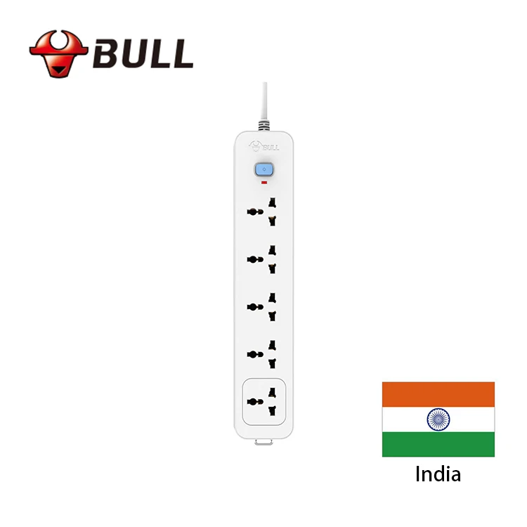 
Factory supplier India South Africa standard 5 way 3m power cord extension power multi plug socket surge protector 