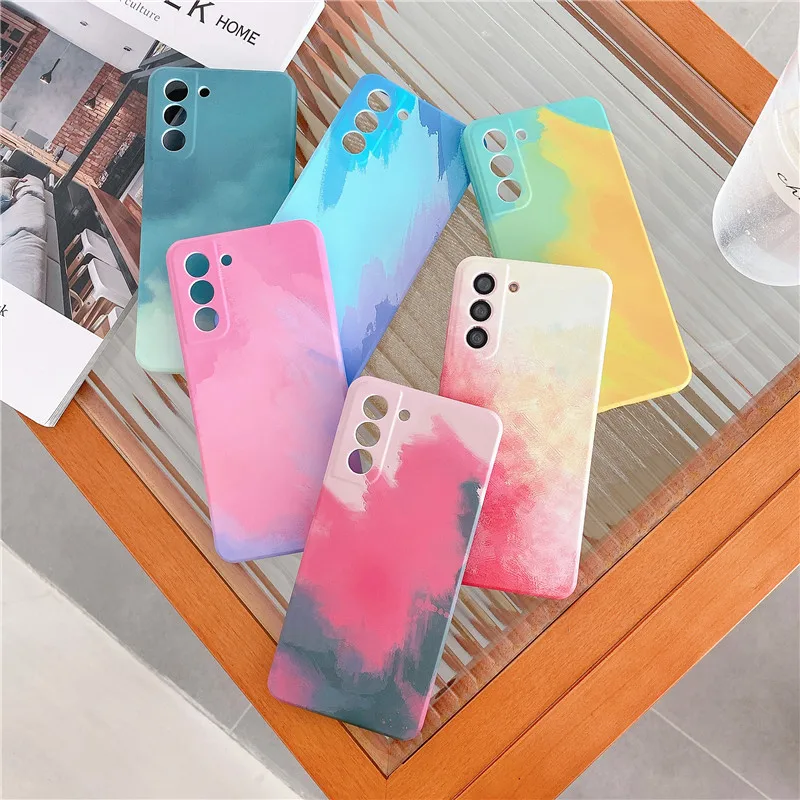 New Fashion Watercolor Plating Printing Soft TPU Silcone Mobile Cell Phone Case Back Cover for samsung galaxy s21/s21 ultra