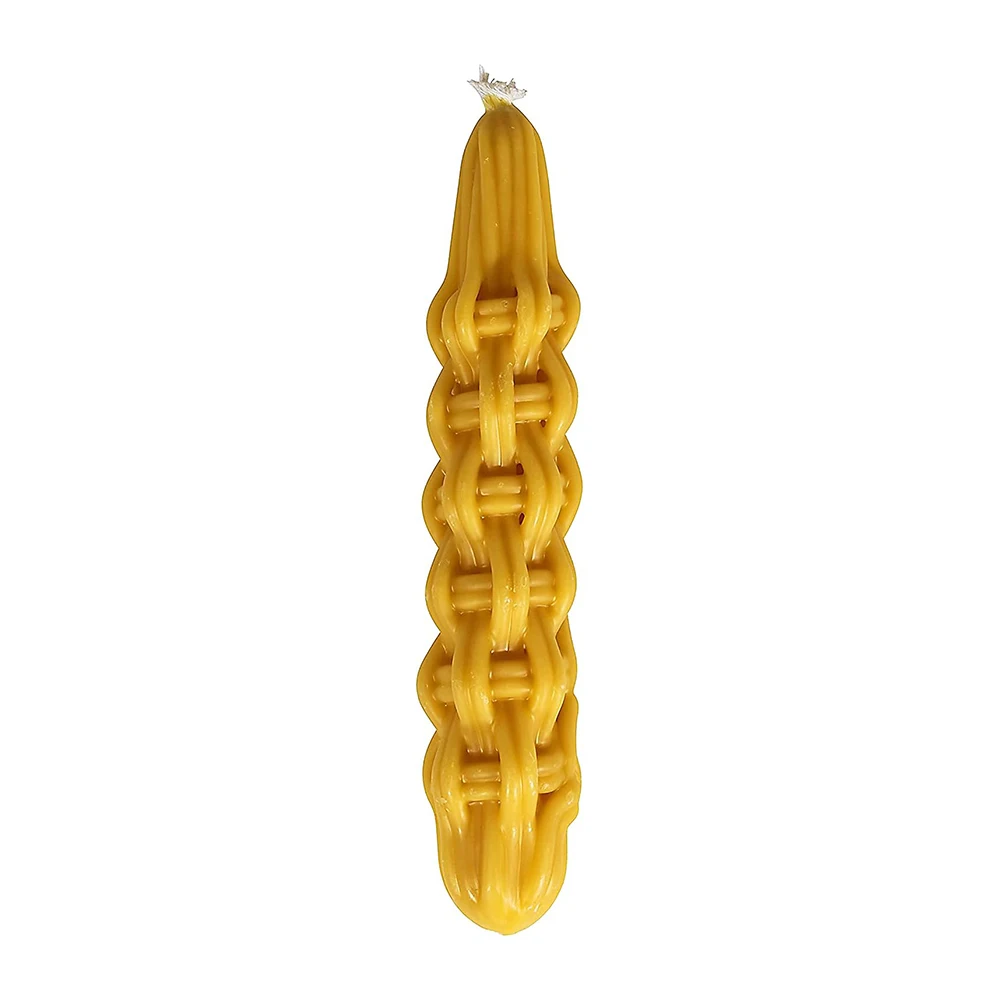 Braided Beeswax Havdalah Candle - Pure Bees Wax Shabbat Candle - Shabbat Judaica Gift - Flat Braid