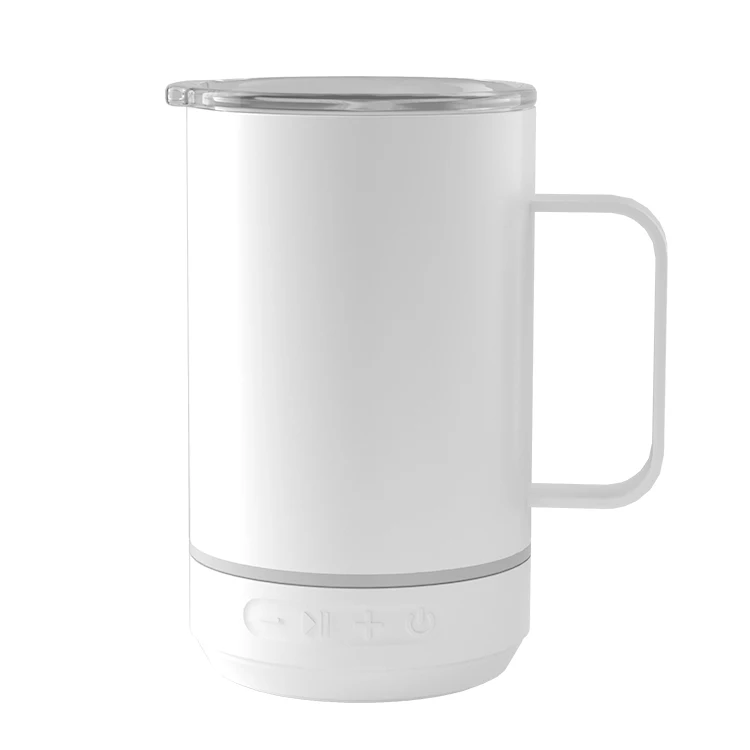 Double Wall Handle Travel Music Water Bottle Tumbler Mug Blue tooth Portable Speaker With LED Light