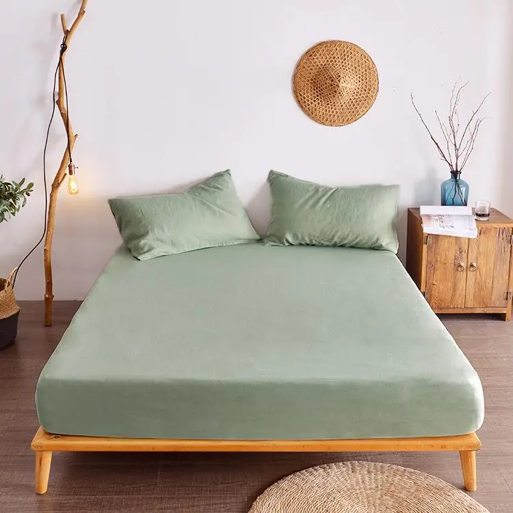 
Soft Advanced Solid Color Luxury King Size 4 Piece Sheet Sets Bedding 100% Linen Bedsheet Luxury Bedding Sets 