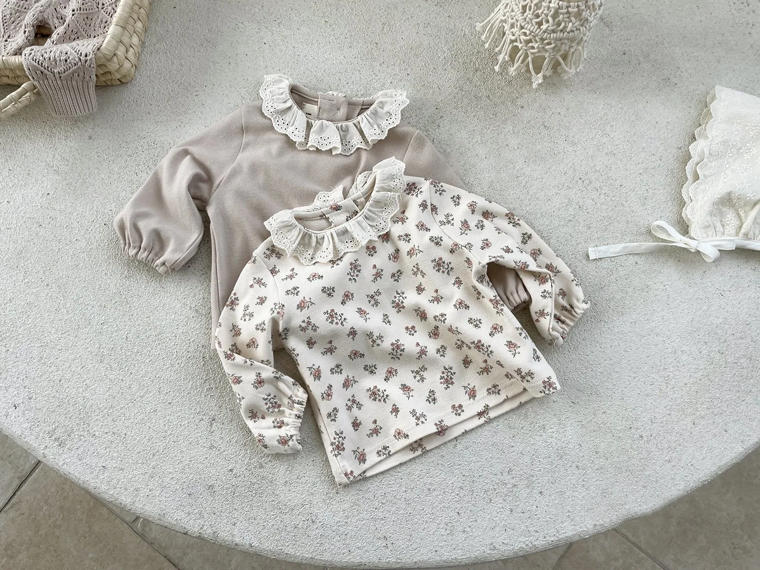 Spring Long Sleeve Crop Tops Modern Floral Organic Cotton Baby Tops Shirts