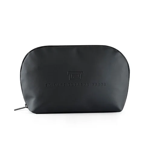 
wholesale promotional custom logo black zipper pu leather makeup bag cosmetic bags 