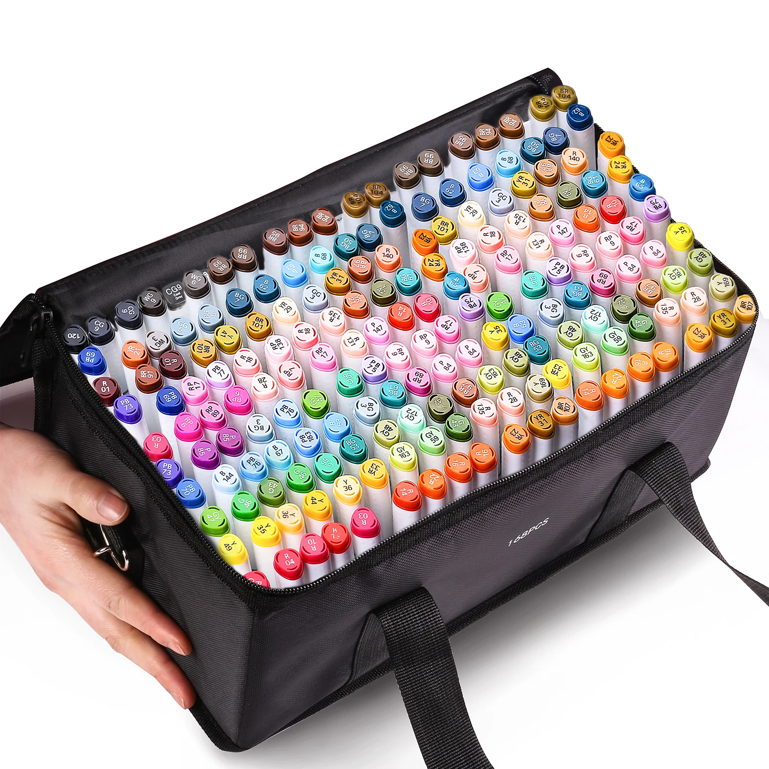 New Min 12 Max 200 colors dual twin tips double headed ended non-alcoholic/alcohol art drawing marker pens set with fabric bag