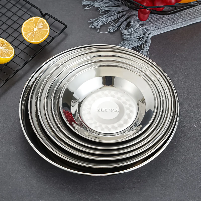 Wholesale Thai style food tray stainless steel round food plate