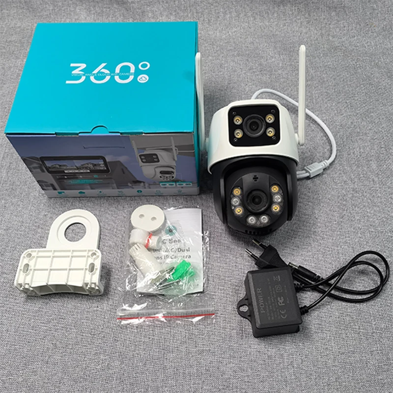 Outdoor Security Dual Lens Dual Screen 360 Ptz Wifi Home Security Cctv Ptz Camera 3k Wifi Network Camera