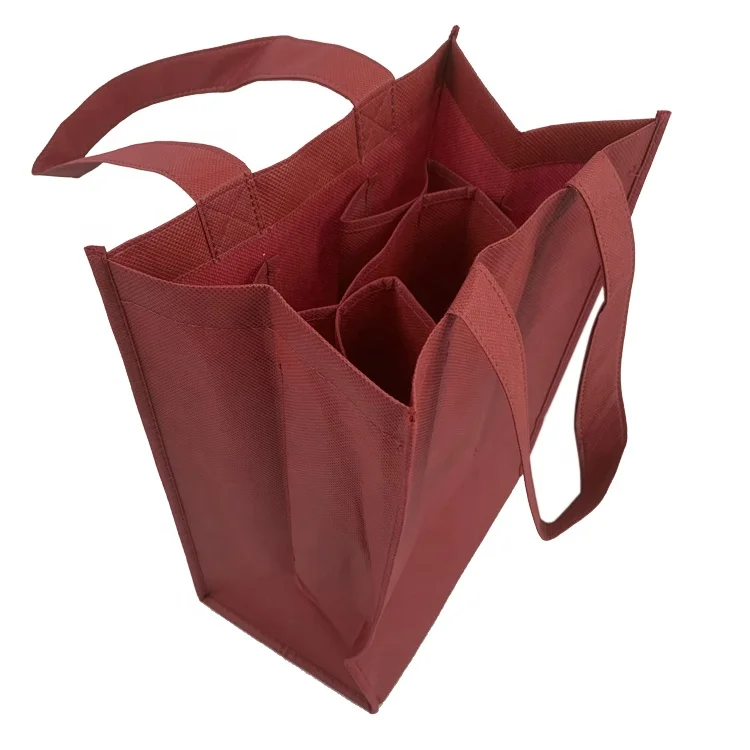 Bolsa de vino Reusable Nonwoven Wine Bag 4 bottle 6 Bottle Non Woven Fabric Wine Bag Wine Bottle Bag With Handle