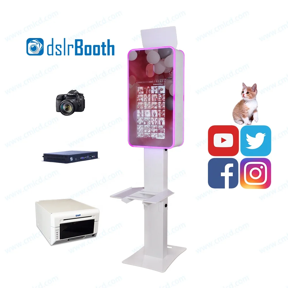 Instant Selfie Photo Booth 21.5 inch Touch Screen LCD Monitor Magic Mirror Photo Booth Selfie Mirror DSLR with Flight Case