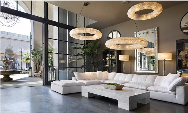 New hot sale round luxury modern k9 crystal ceiling pendant chandelier light