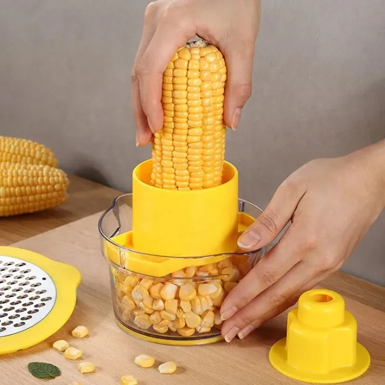 4 in 1 Multi-Functional Corn Cob Stripping Tool Stainless Steel Garlic Ginger Grater Corn Peeler Stripper Slicer