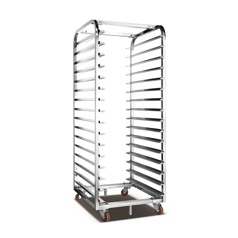 Customized top standard quality stainless steel bakery rack trolley food service tray carts 15/16/18/20/32 tiers trolley