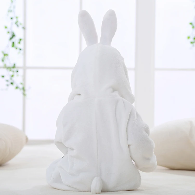 MICHLEY OEM Infant White Cute Rabbit Jumpsuits Flannel Girls Halloween Bunny Romper Baby Clothes