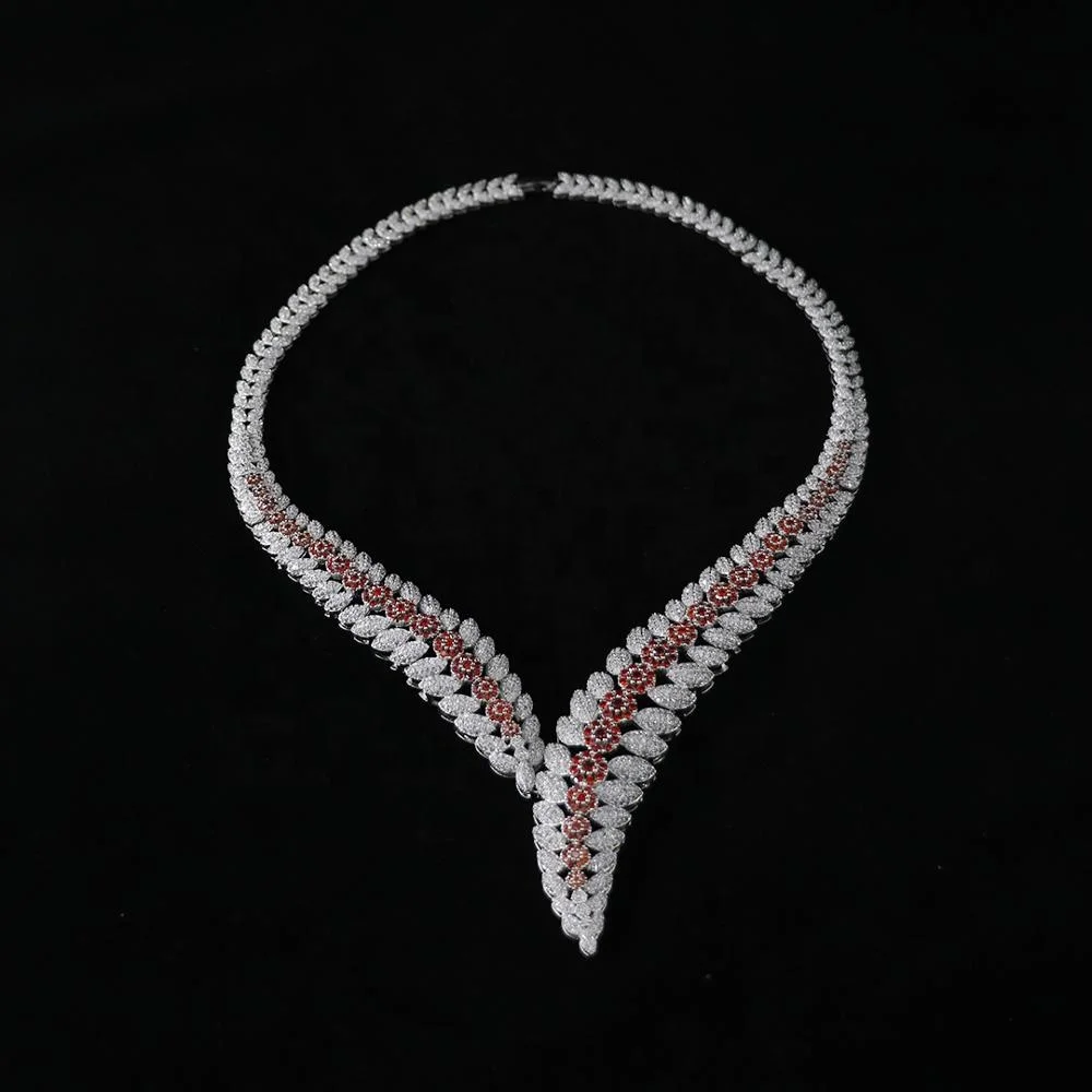 
Bedazzled Luxury Wholesale High Fashion Jewelry Wedding Necklace African AAA Red Stone Zirconia Wedding Jewelry Set for Women 