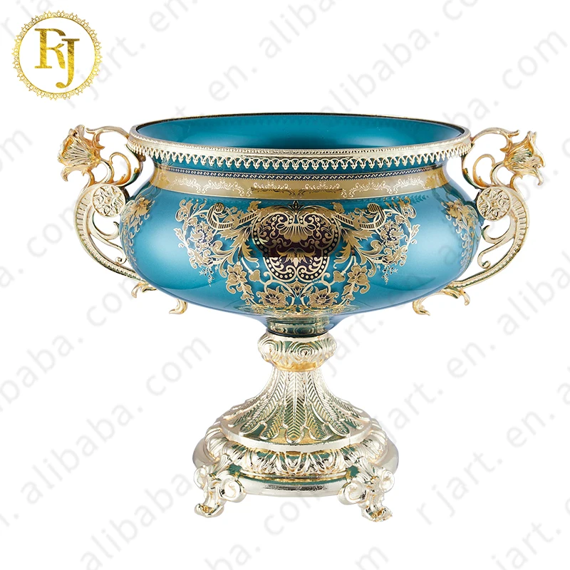 Uzbek Kazak Tajik European Skidki Idishlar Round Shape Fruit Plate Chinni Gold Pattern Posuda Decorative Bowl Footed