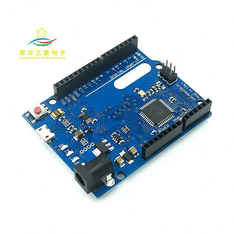 Leonardo R3 макетная плата ATMEGA32U4 с Дата-кабель голубая доска