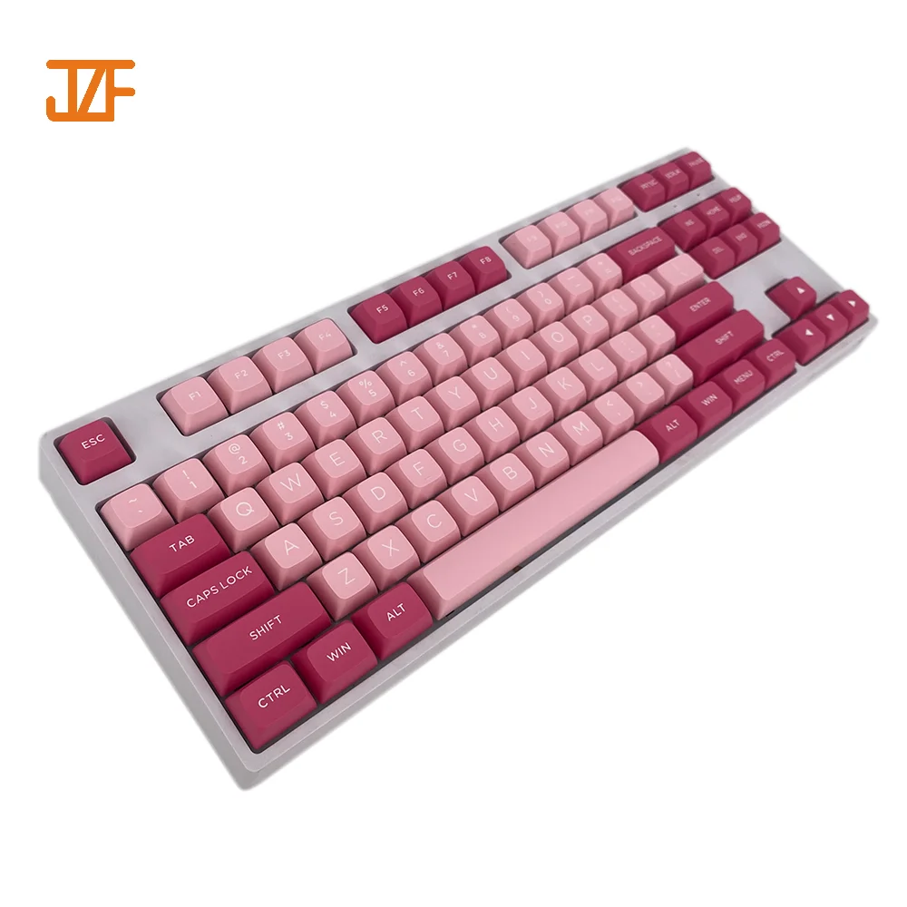 Shenzhen Factory Custom 60% 80% 85% Gaming Double Shot Pink Keycaps Mechanical Keyboard Pbt Keycaps DIY 87 171 keys set