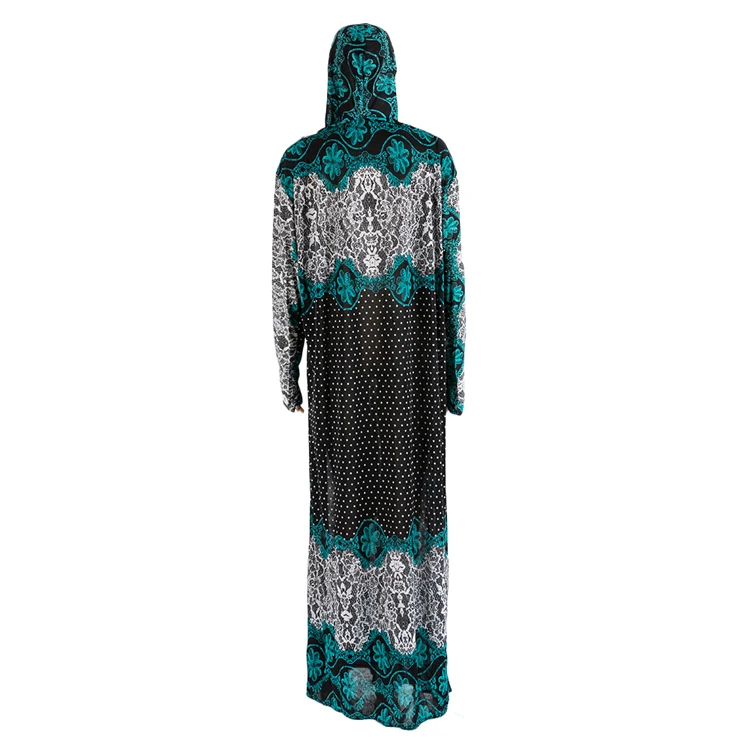 New Pattern Design Abaya Muslim Women Dresses Prayer Floral Print Robe With Hijab Jilbab Abaya Islamic Dress