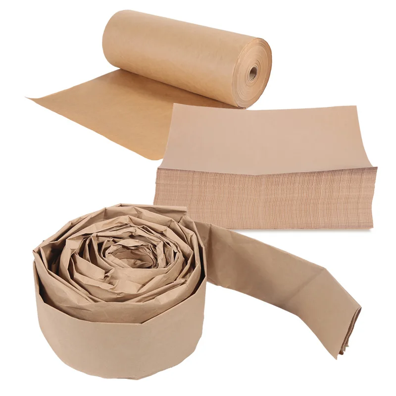 GRS Eco Friendly Void Fill Kraft Paper Brown Wrapping Paper Roll for Packing & Moving Fan Fold Cushioning 100% Recycle Paper
