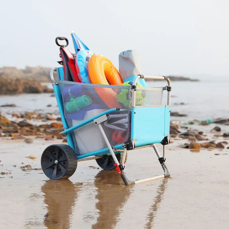 High Quality Outdoor Furniture Portable Camping Wagon Metal Fold Beach Chair With Wheel