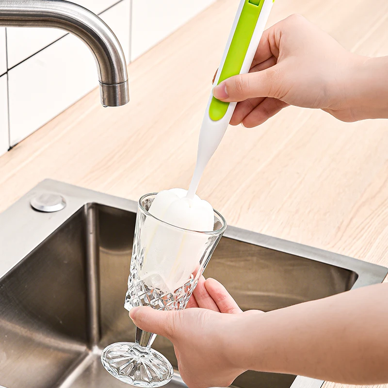 Plastic Creative Long Handle With Small Brush Head Glass Bottle Cup Sponge Cleaning Brush