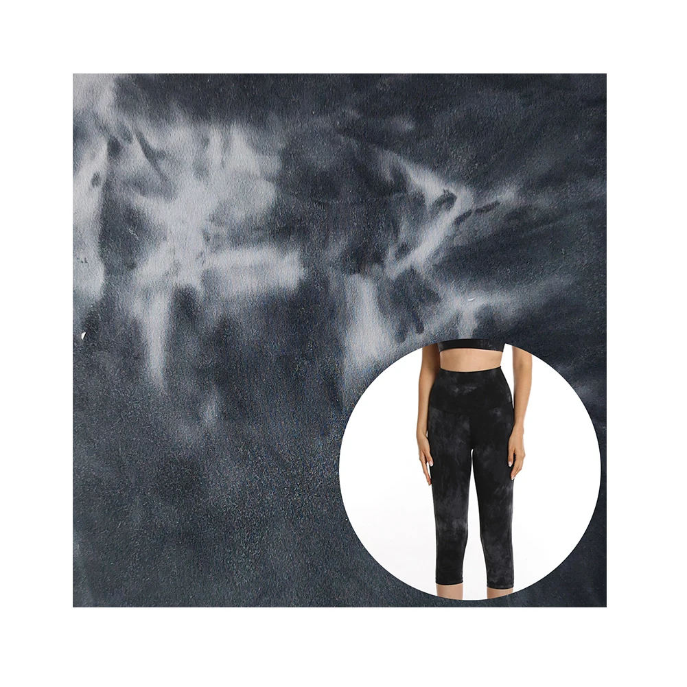 
China Textile Nylon Spandex Fabric Knitted bi-stretch Double Sides Sanding Cheap Tie dye for Yoga Pants clothing 