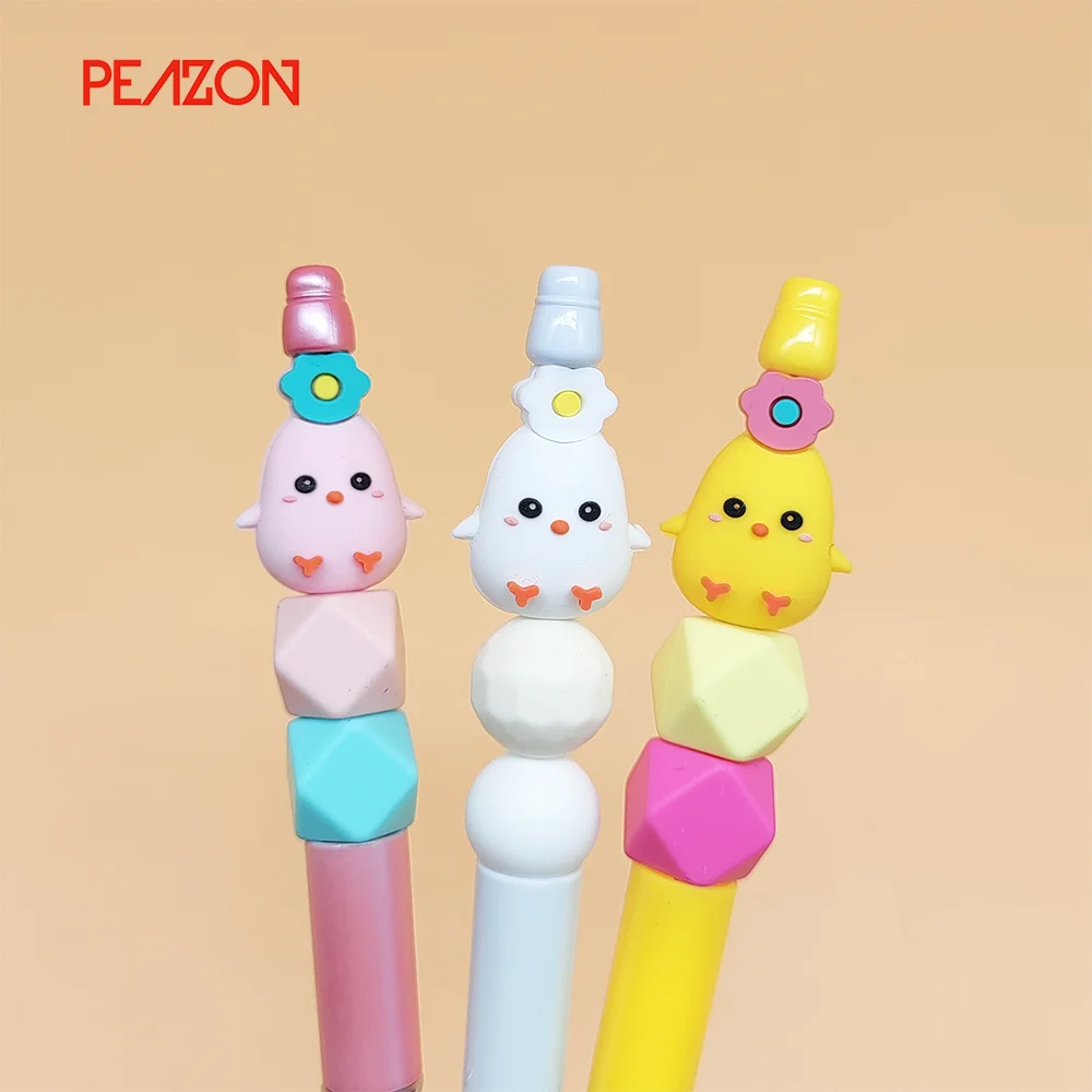 Wholesale Discount Colorful 15mm New Focus Silicone Alphabet Beads  for Fountain Pens 3d Focal Beads