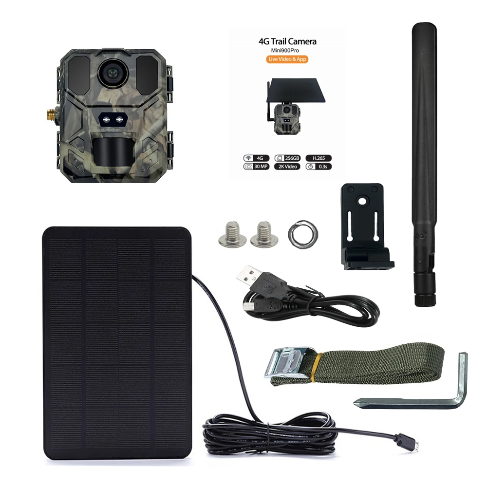 4G Hunting Camera APP Wireless Cellular Trail Camera with  Solar Panel 940nm Infra LEDs
