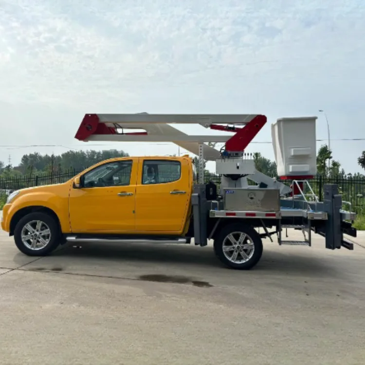 Isuzu pickup 14 m insulated bucket truck V-type support leg aerial work vehicle for electric power  maintenance in narrow road