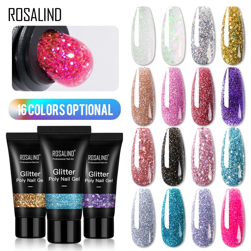  Rosalind nail art supplies 30ml quick extension nails gel varnish oem private label soak off glitter color poly