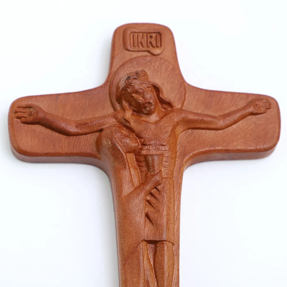 Palm-sized Wooden Maravillas Maria Sorrowful Mother Pectoral Unity Schoenstatt Mary at The Side of Jesus Crucifix Cross