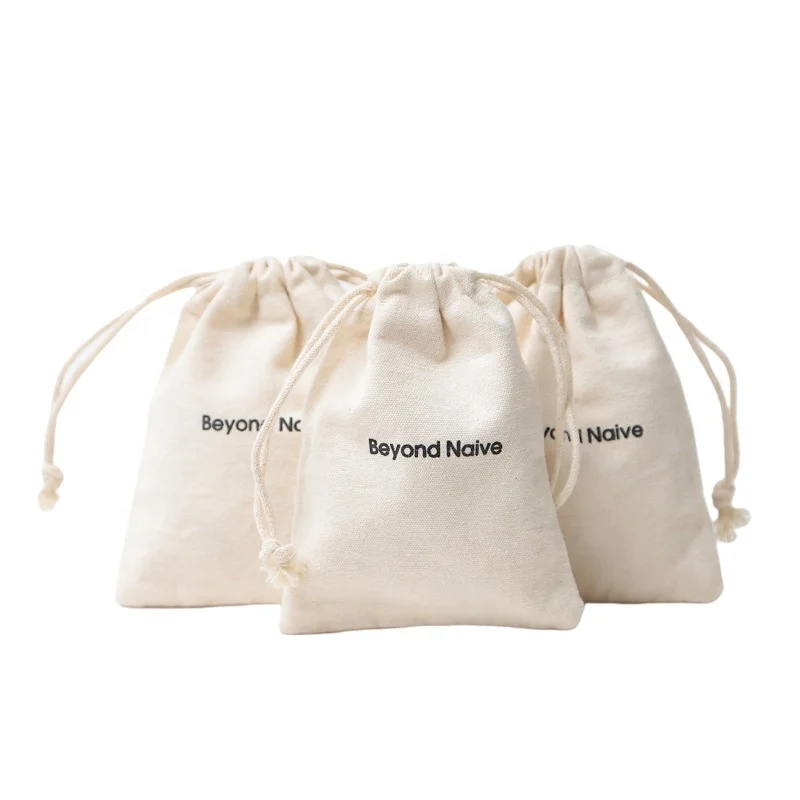 Custom Cotton Drawstring Pouch Bag Organic Cotton Gift Jewelry Packaging Bag Eco-Friendly Storage Gift Bag For Party Favor
