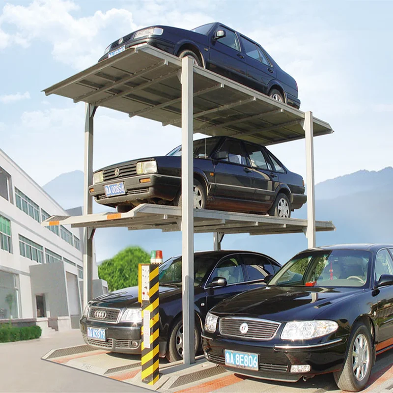 Hot Selling Three Level Parking Lift 4 Post Parking Lift 3 Cars Vertical Parking