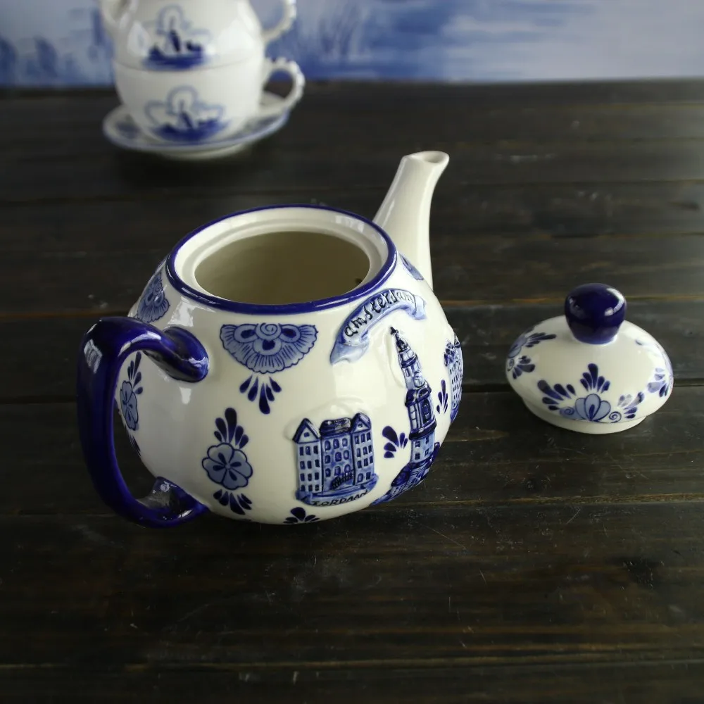 Delft ceramic blue and white stoneware teapot