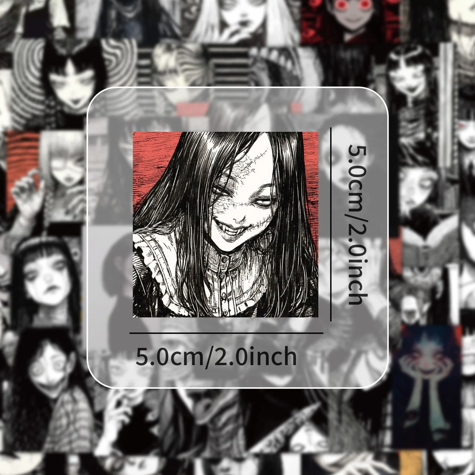 50PCS Black and white gothic anime Junji Ito horror movie girl ghost sticker