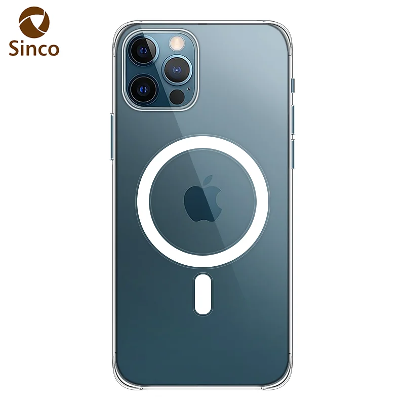 Wholesale Popular Hot Sale Acrylic TPU Bumper Transparent Full Wrapped Phone Case with Magnetic Circle for iPhone 12 Pro Max