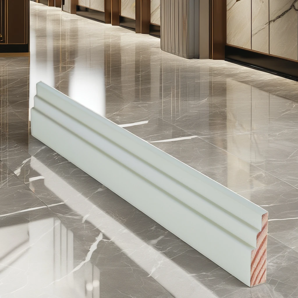 Modern grey Gesso Primed Finger Joint Pine LVL Wood Flooring Baseboard Skirting Door Window Casing Architrave Colonial Moulding