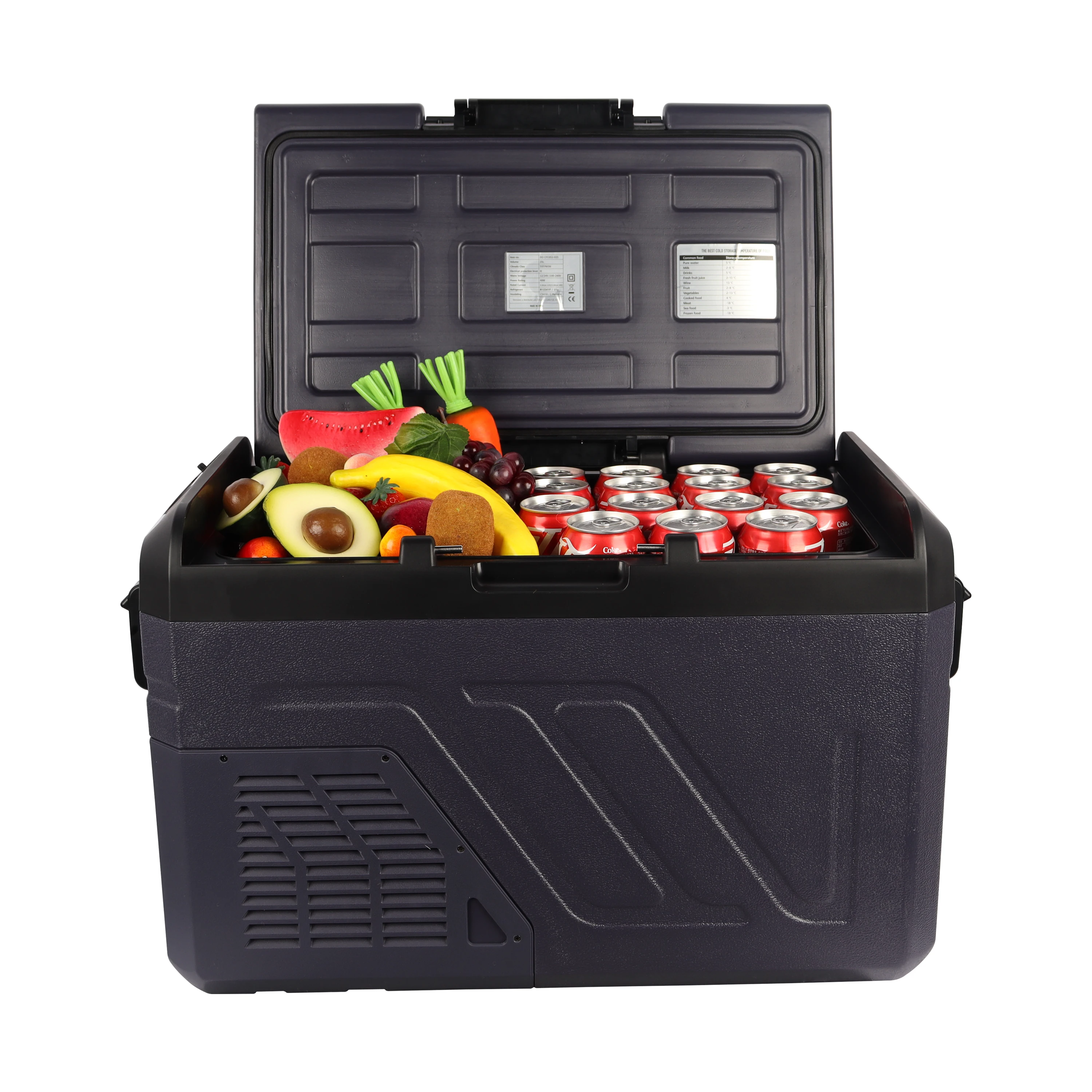 Hot sale Portable 12v 220v AC DC 25L Small Car Camping with Battery Solar Compressor Fridge Freezer