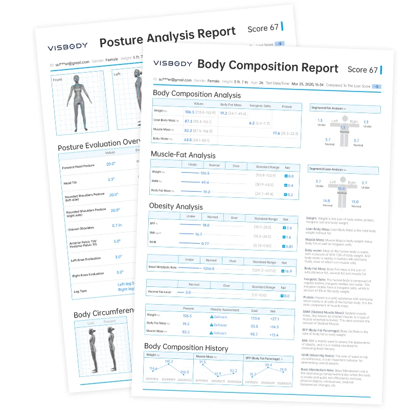 Visbody 3D Body Composition Analyzer Visbody Body 3D Scanner Fitness Club Health Body Fat Analyzer