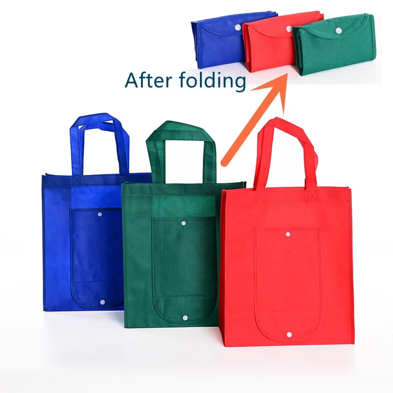Collapsible Foldable Shopper PP Nonwoven Reusable Eco recycle grocery TNT Non woven Shopping bag Non-Woven Tote Bags with logos