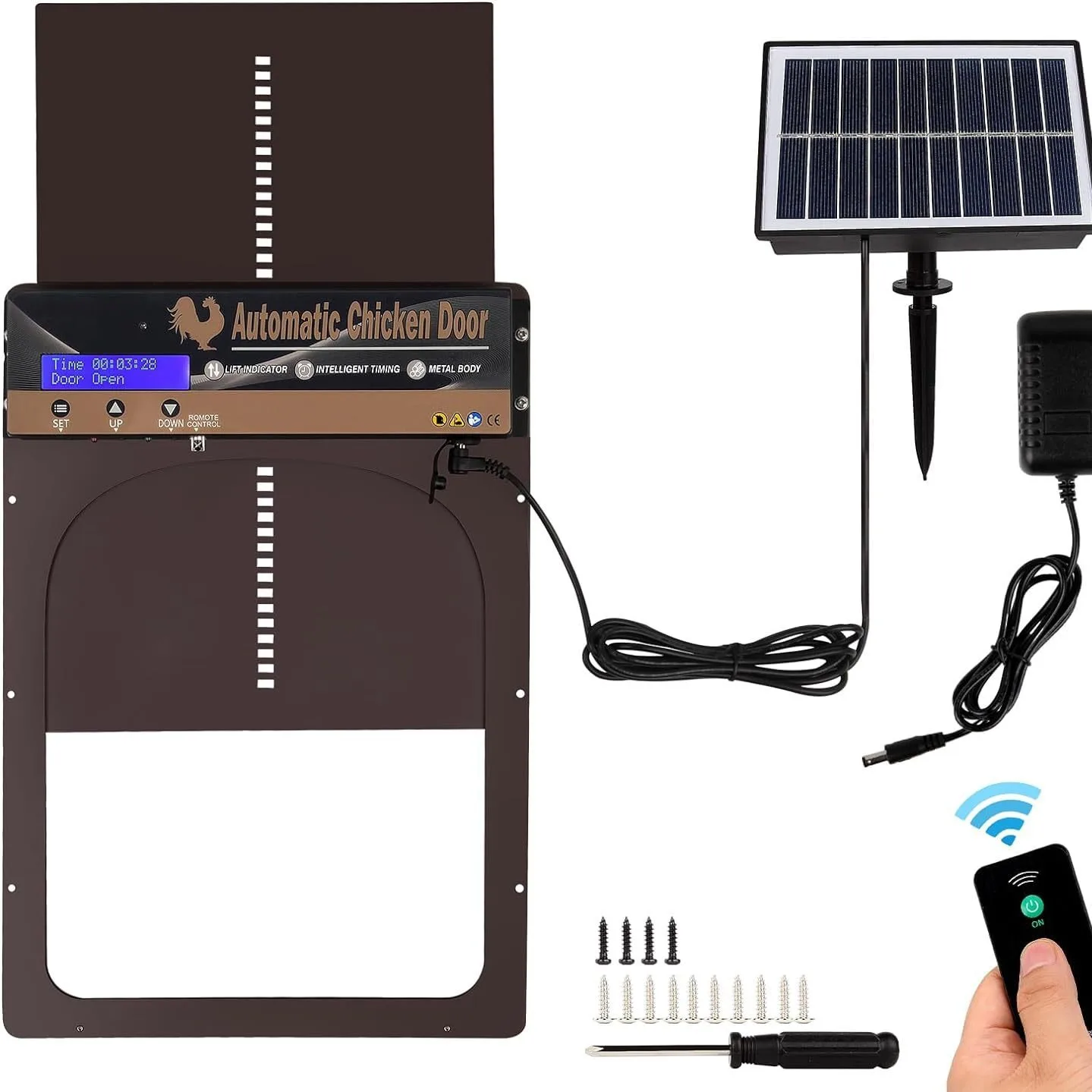 Alloy Auto Chicken Coop Door Opener Kit with Timer Vertical Smart Chicken House Door Stock Print Pattern for Small Animals