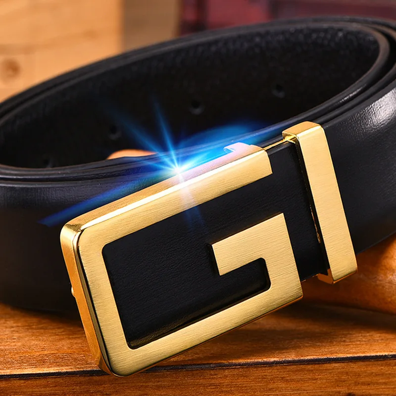 Western belt 3.5cm width high quality G letter screw removable beaded western buckle Italian 100% genuine leather belt