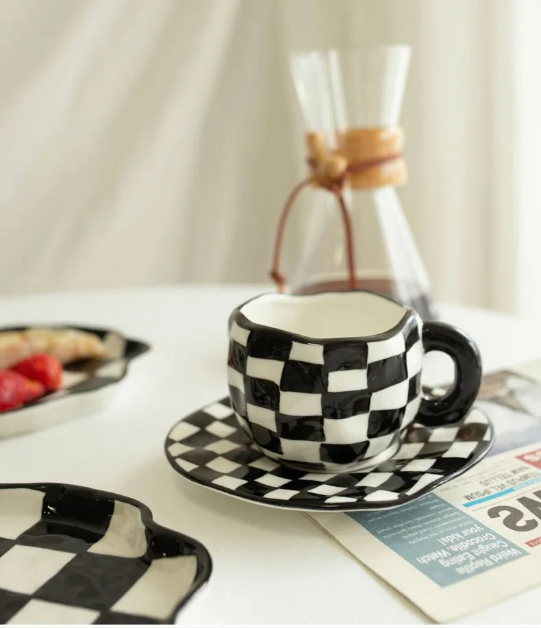 ins ceramic mug handmade irregular 10oz customised coffee cup and saucer afternoon tea ceramic cup retro stoneware mug