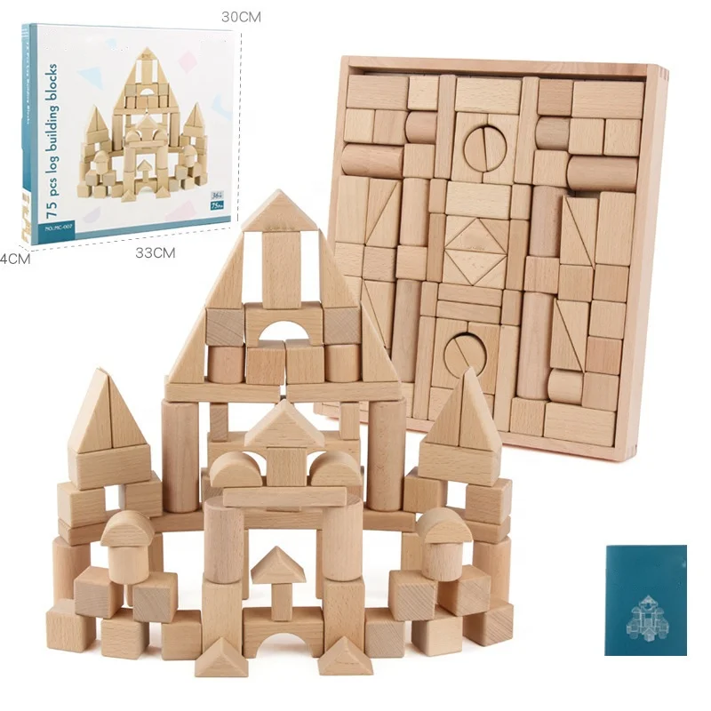 Hot Sale Wooden Assembly Building Blocks Desktop Games Geometry Wooden Blocks For 3+ Year Old Child