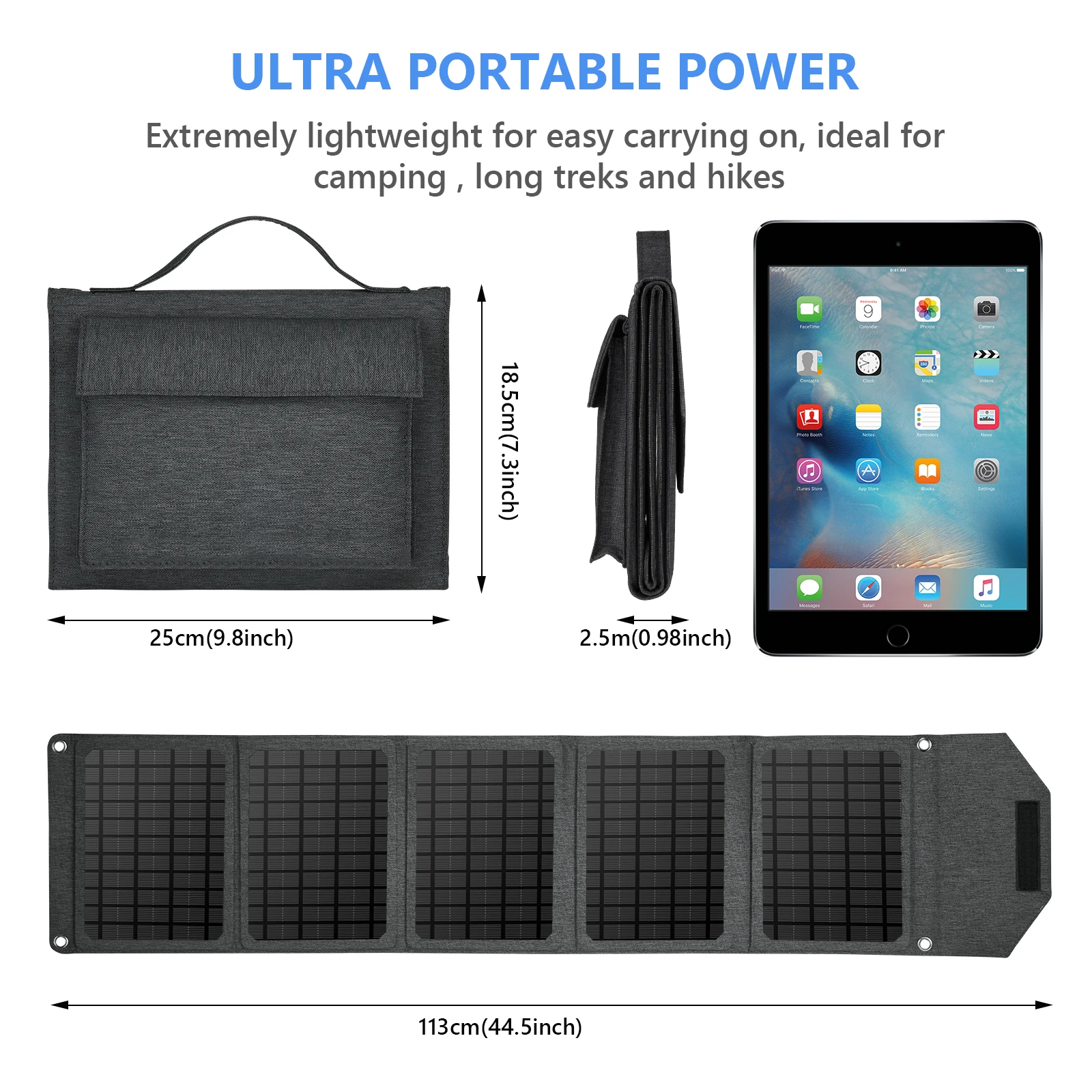 Factory Price Portable Mobile Solar Charger Foldable 18W 24W 30W Solar Panel Camping Travel Charger for Tablet Ipad iPhone