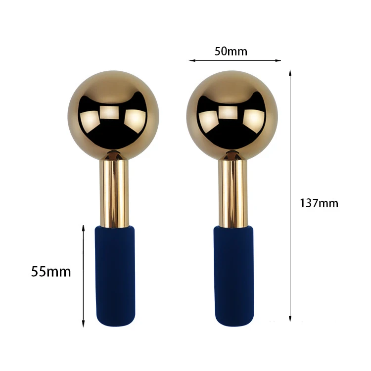 New Handheld Magic Cryo Stick Facial Globes for Fcryo Freeze Cooling Cold Roller Gold Stainless Steel Ice Globe Massage Tool
