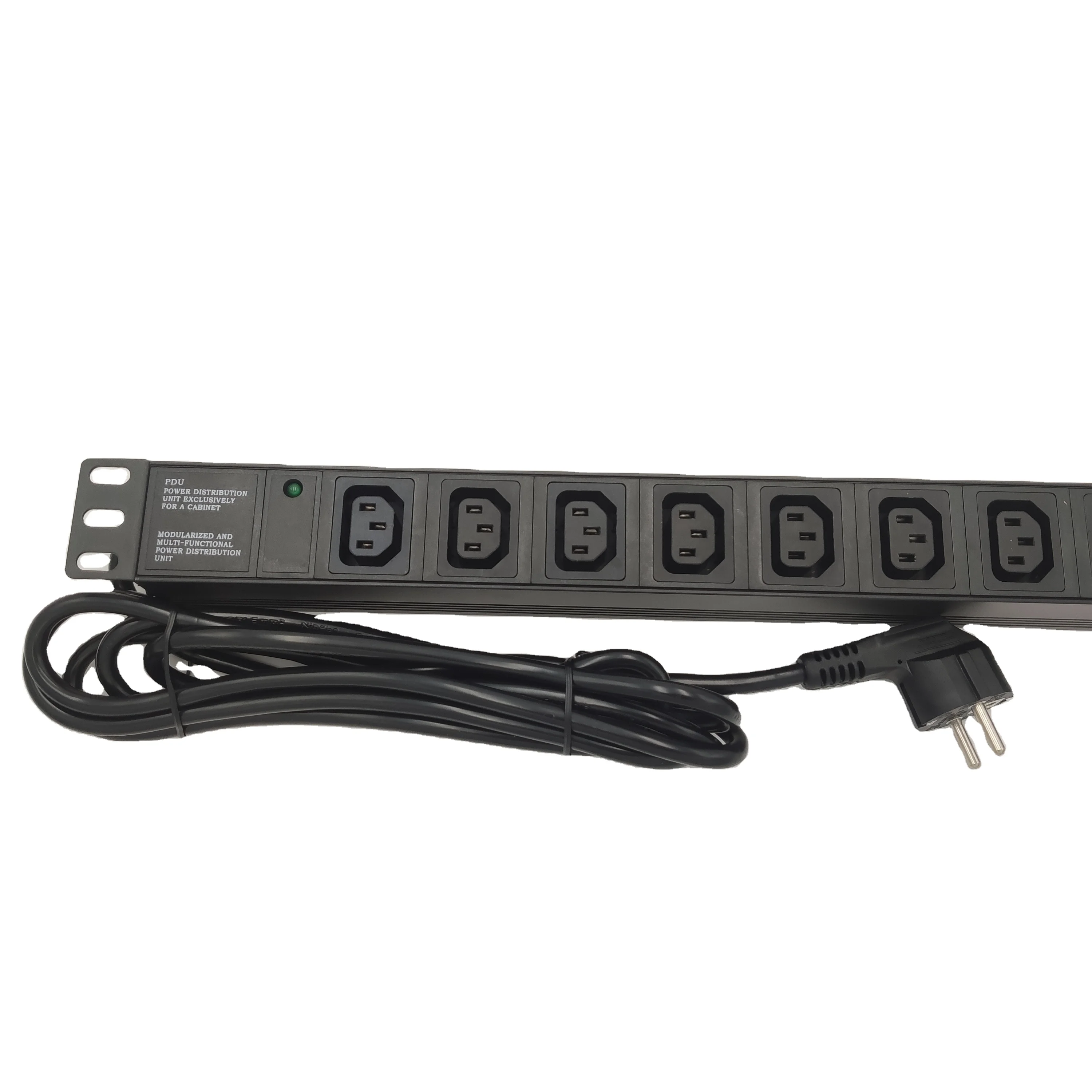 19inches 1U 9way IEC320 C13 Rack PDU  Power Socket with indicator euro plug