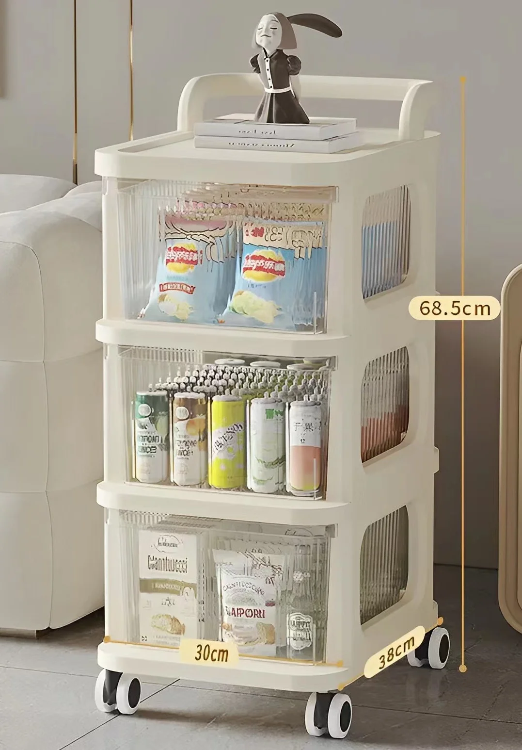 3 tier storage snack trolley organizer cart plastic kitchen rack shelf storage cabinet with drawer